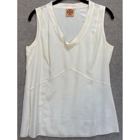 Tory Burch Tops - Tory Burch Women's Blouse 100% Silk "Jasmine" Cowl Neck Beige Top EUC